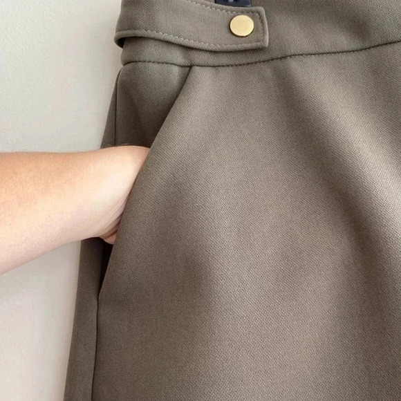 H&M Olive Green A-Line Skirt with Gold Buttons, Skirt for Work, Size 10 - Picture 8 of 16
